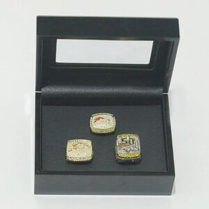 Denver Broncos 3 Championship Ring Set display collection